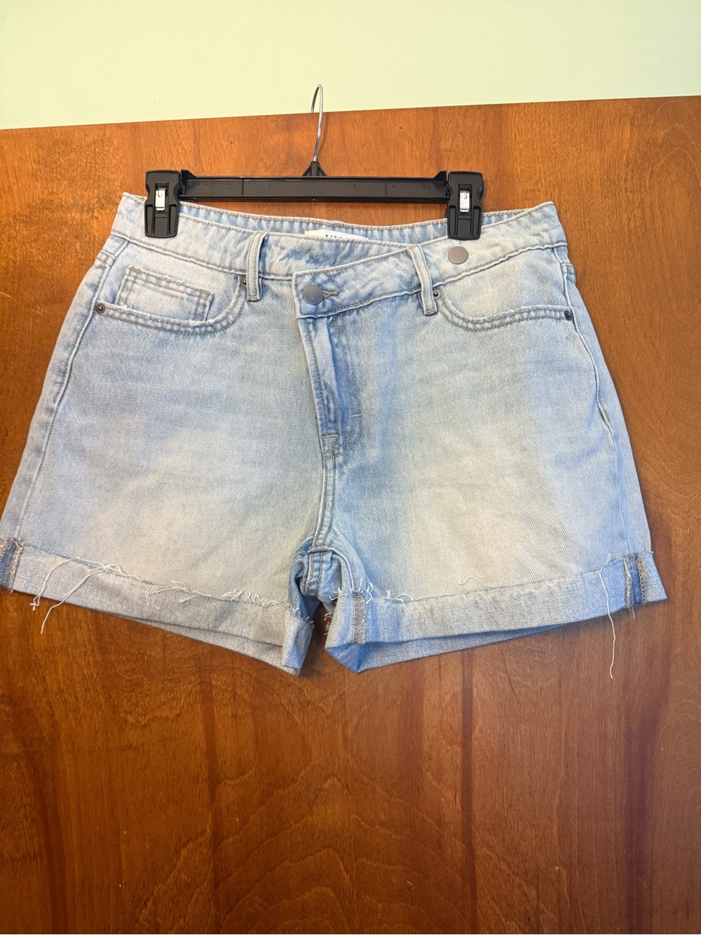 Light Wash Denim Shorts - Crossover Women's Jean Shorts